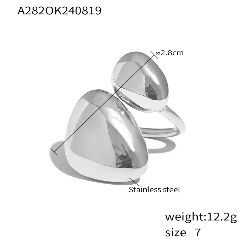 Ins Style Geometric Asymmetrical Glossy Open Ring Stainless Steel 18K Gold Plated Trendy Spot Ring - Image 1